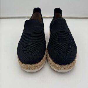ADRIENNE VITTADINI SPORT Black Knit Espadrille Slip On Flats Women 6.5